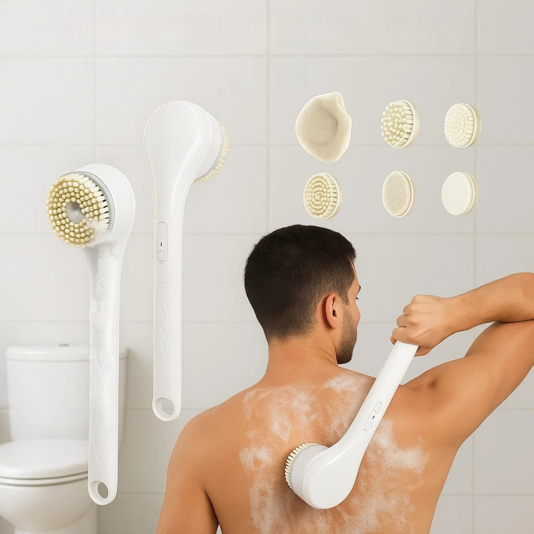 2_ec8940e3-9f72-47e5-a27d-2fdfa7fadeaa جهاز الاستحمام الكهربائي 6 في 1 ، يتميز بدوران سريع ، يشمل فرشاة تنظيف، فرشاة تدليك، حجر القدم، إسفنجة، وفرشاة ناعمة - الصورة 1